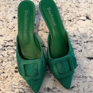 Fericzot Green Women's Mules with Buckle Detail size 9